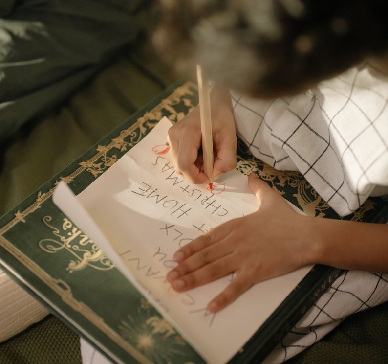 student writing